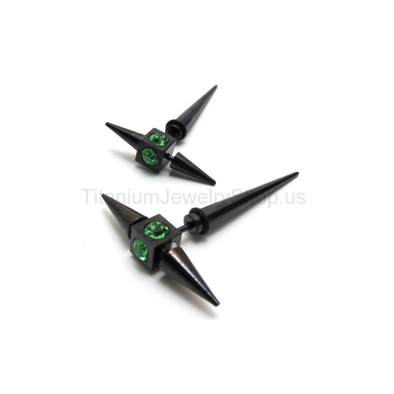 Black Titanium Green Diamond Earrings Black Titanium Green Diamond Earrings