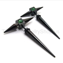 Black Titanium Green Diamond Earrings