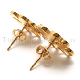 Gold Flower Titanium Earrings