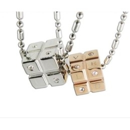 1 Pair Pure Titanium Couples Pendants Rubik Cube