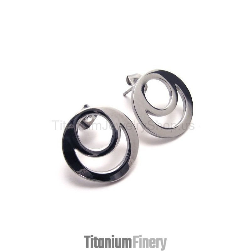 Silver Two-Loop Titanium Earrings
