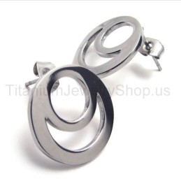Silver Two-Loop Titanium Earrings