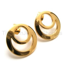 Gold Two-Loop Titanium Earrings