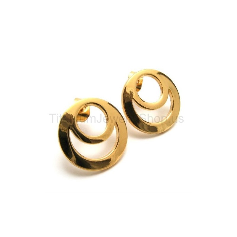 Gold Two-Loop Titanium Earrings