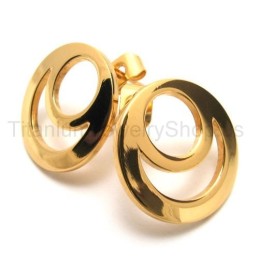 Gold Two-Loop Titanium Earrings