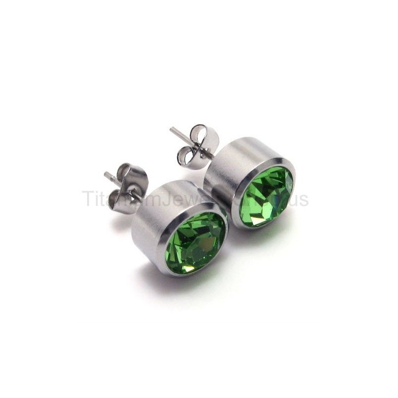 Silver Tank Titanium Green Diamon Earrings