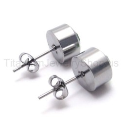 Silver Tank Titanium Green Diamon Earrings