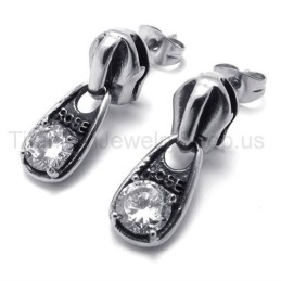 White Diamond Retro Titanium Earrings