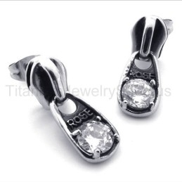 White Diamond Retro Titanium Earrings