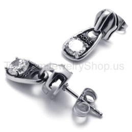 White Diamond Retro Titanium Earrings