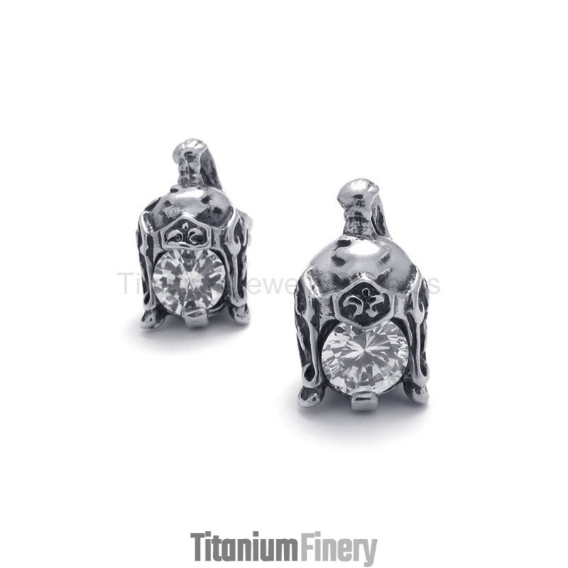 Helmet Retro Titanium With Diamond Earrings Helmet Retro Titanium With Diamond Earrings