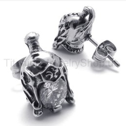 Helmet Retro Titanium With Diamond Earrings