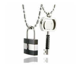 Pure Titanium Lover Couples Pendants Necklace Lock Key
