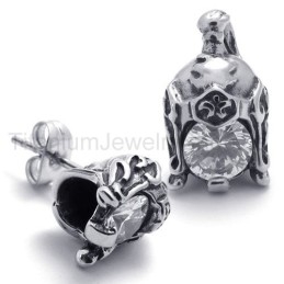 Helmet Retro Titanium With Diamond Earrings