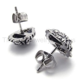 With Blue-Eyes Lion Retro Titanium Earrings