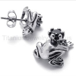 Frog Prince Retro Titanium Earrings
