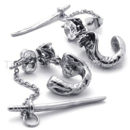 Sword And Flower Titanium Earrings