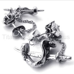 Sword And Flower Titanium Earrings