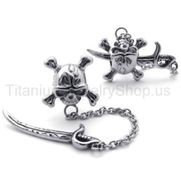 Sword And Skull Titanium Earrings