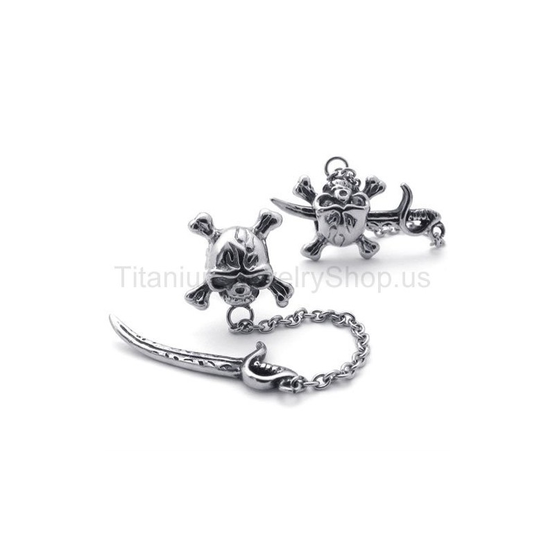 Sword And Skull Titanium Earrings Sword And Skull Titanium Earrings