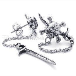 Sword And Skull Titanium Earrings