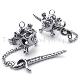 Sword And Skull Titanium Earrings