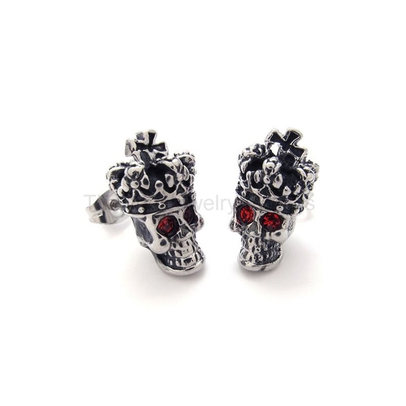 Red-Eyes Crown Skull Titanium Earrings Red-Eyes Crown Skull Titanium Earrings