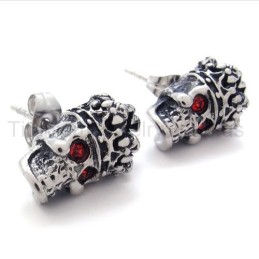 Red-Eyes Crown Skull Titanium Earrings