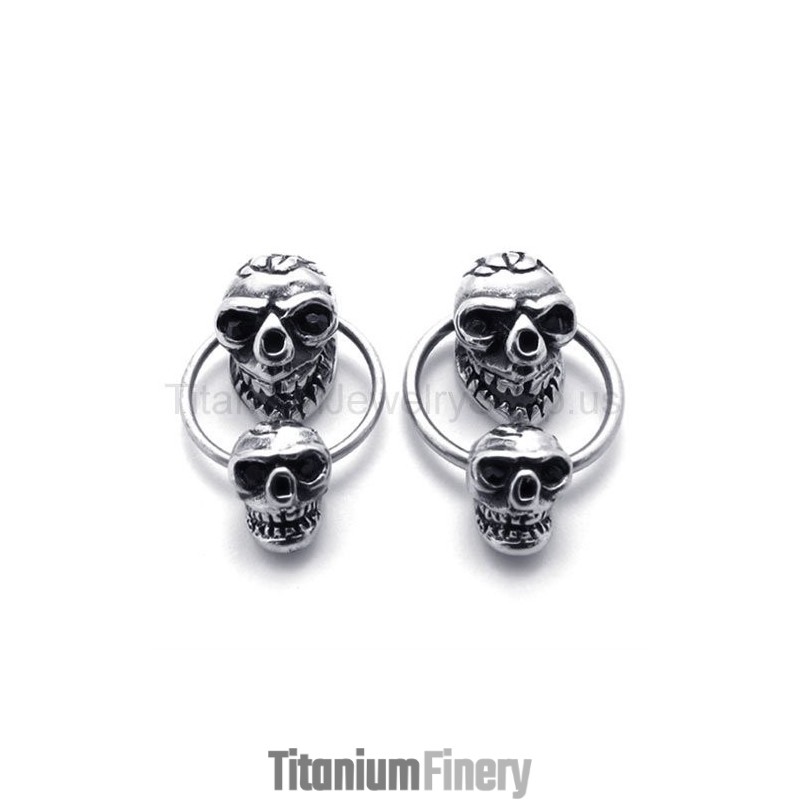Double-Face Skull Titanium Earrings Double-Face Skull Titanium Earrings