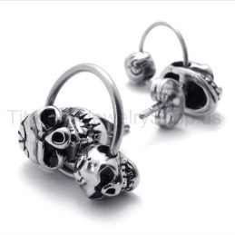 Double-Face Skull Titanium Earrings