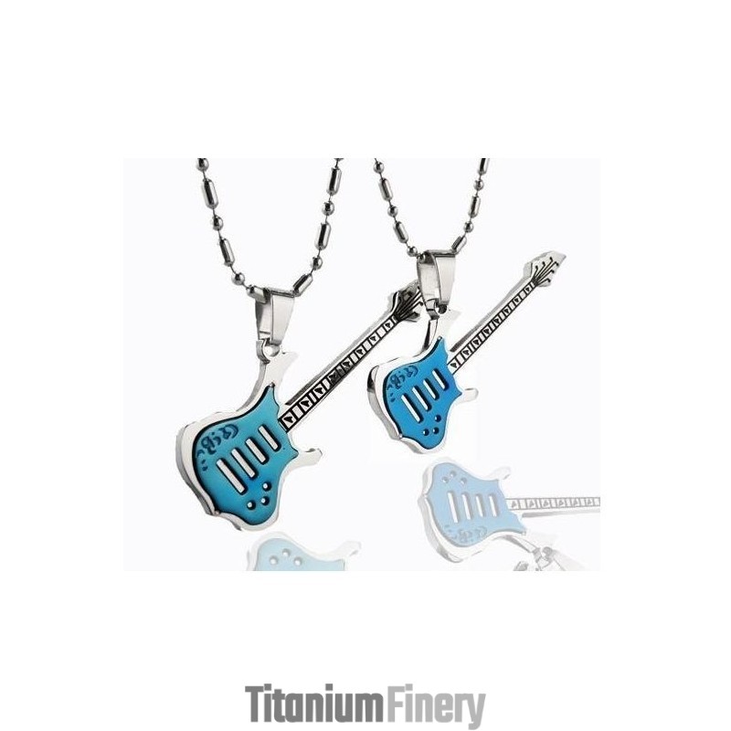 1 Pair Pure Titanium Couples Necklace Pendants Guitar 1 Pair Pure Titanium Couples Necklace Pendants Guitar