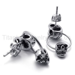 Double-Face Skull Titanium Earrings