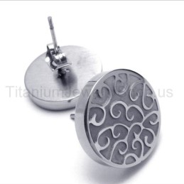 Engraved Silver Titanium Earrings