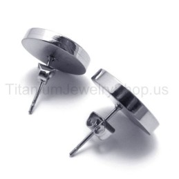 Engraved Silver Titanium Earrings