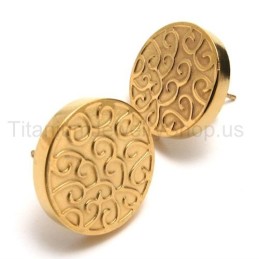 Engraved Gold Titanium Earrings