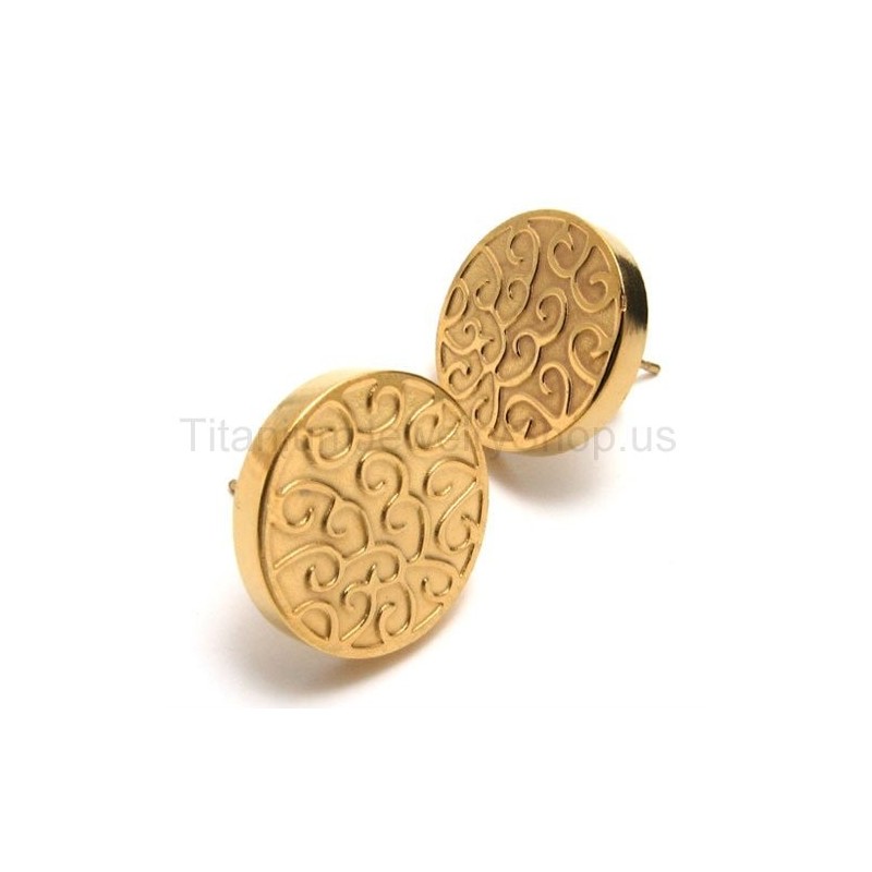 Engraved Gold Titanium Earrings Engraved Gold Titanium Earrings