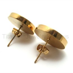 Engraved Gold Titanium Earrings