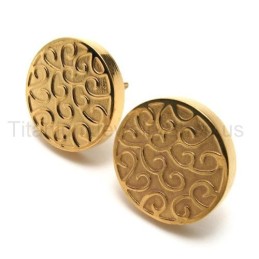 Engraved Gold Titanium Earrings