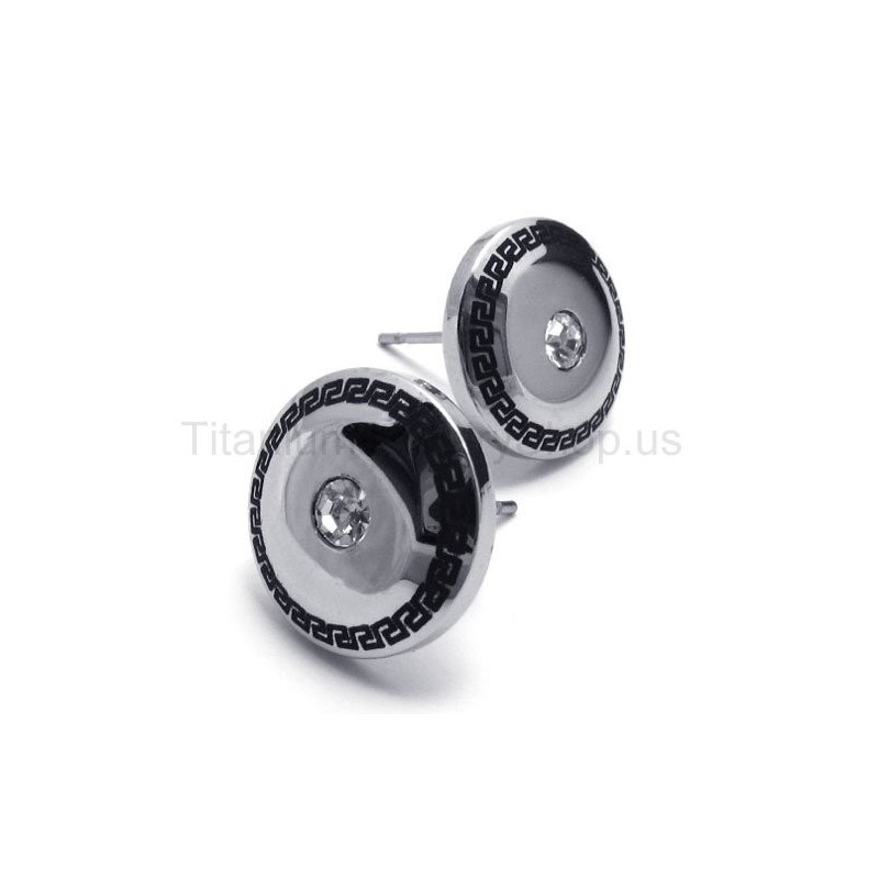 Titanium Inlayed Diamond Earrings