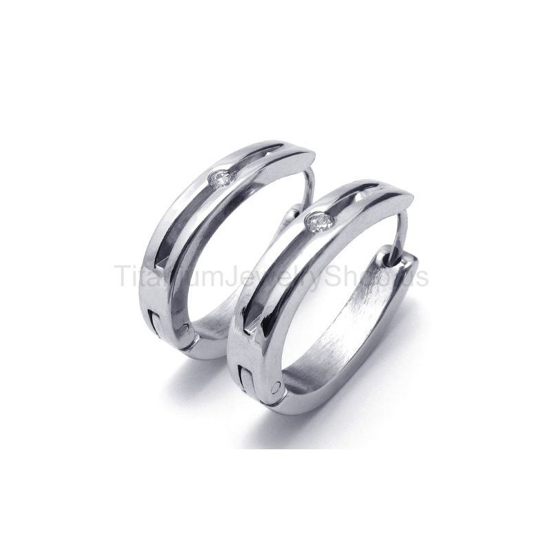 Silver Smart Titanium Inlayed Diamond Earrings Silver Smart Titanium Inlayed Diamond Earrings