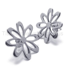 Silver Flower Cute Titanium Earrings