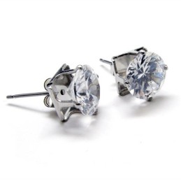 Inlayed Diamond Titanium Earrings