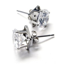 Inlayed Diamond Titanium Earrings