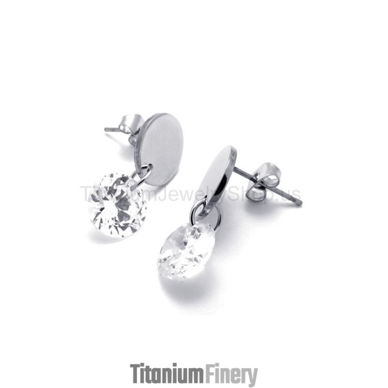 With Diamond Titanium Earrings