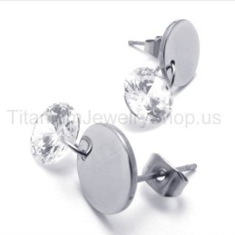 With Diamond Titanium Earrings