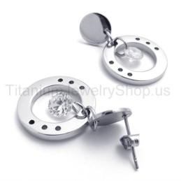 With Diamond Titanium Loop Earrings