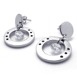 With Diamond Titanium Loop Earrings