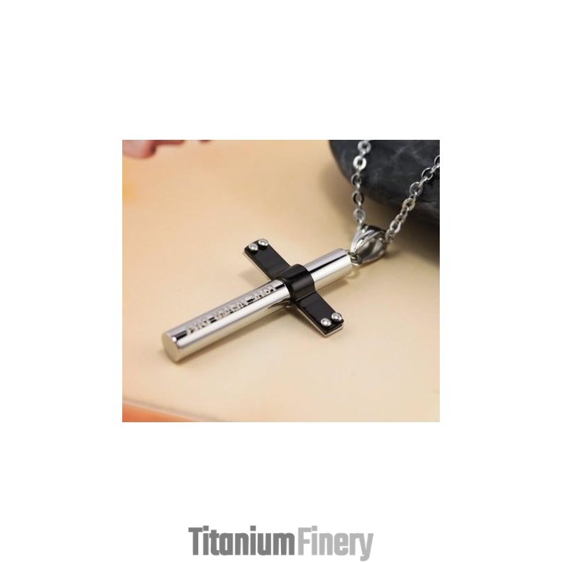 Pure Titanium Pendants Necklace Cylinder Cross Pure Titanium Pendants Necklace Cylinder Cross