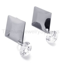 Silver With Diamond Titanium Earrings