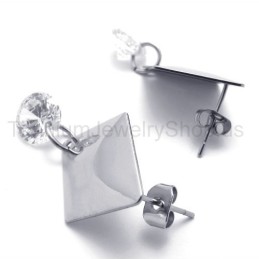Silver With Diamond Titanium Earrings
